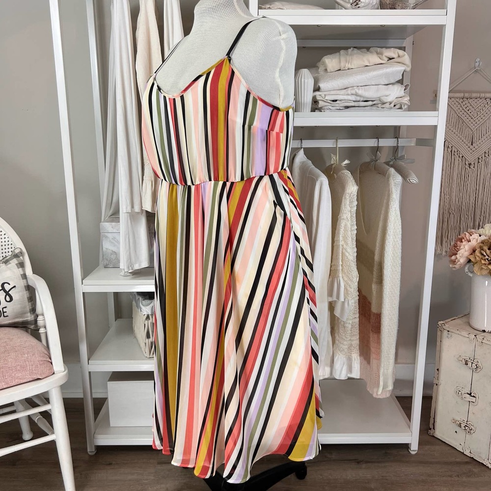 Multicolor Striped Midi Dress